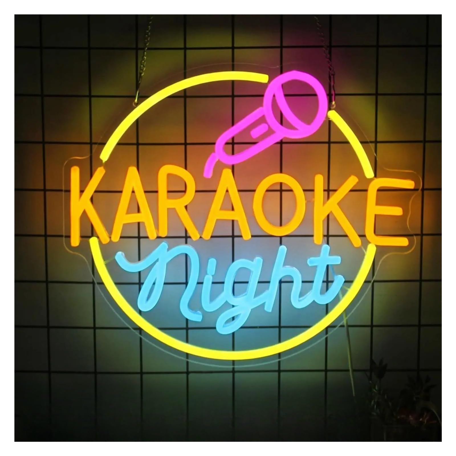 LEMST Signs Lamp Karaoke Night Neon Sign Light Brightness Adjustable USB Powered for Party Game Room Karaoke Music Bar Studio Wall Decor 33cmx32.5cm