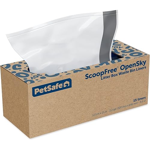 PetSafe Waste Bin Liners – Drawstring Liners for ScoopFree OpenSky Cat Litter Box – Easy Cleanup, 15 Count