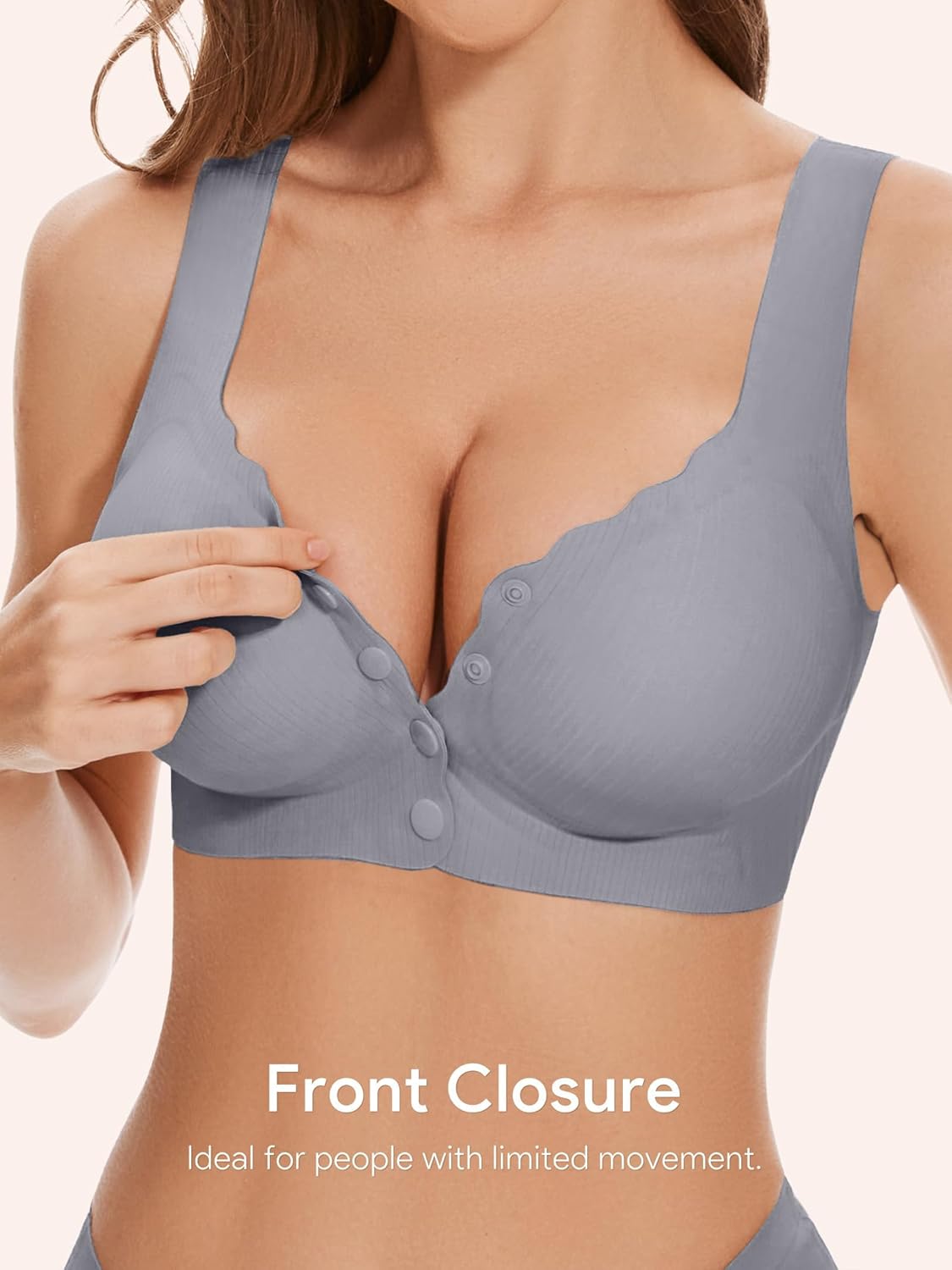 Angelhood Bras for Women Front Closure Seamless, Wire Free Padded Bras Front Closing Snap On Support Sports,1 or 3 Pack - Image 7