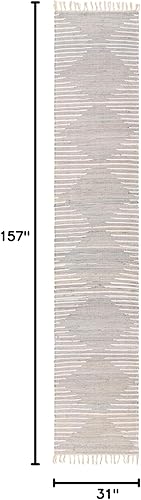 Miniatura 9 de Unique Loom Chindi Cotton Collection - Alfombra de área Briah (2 pies 7 pulgadas x 13 pies 1 pulgada, color blanconegro)