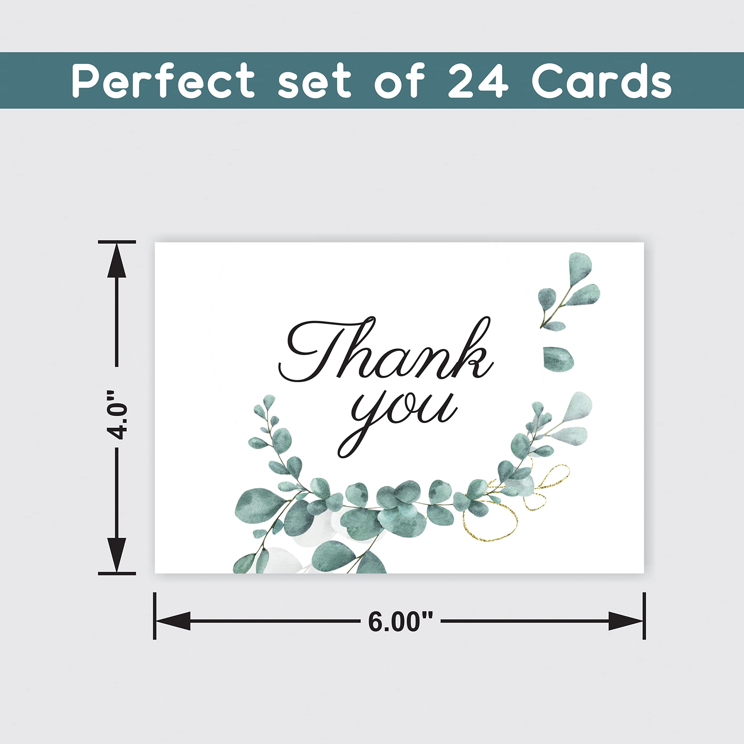 Rousrie ( Pack of 24 Blank Attractive Leaf Design Thank You Cards And Envelopes (DESIGN 1)
