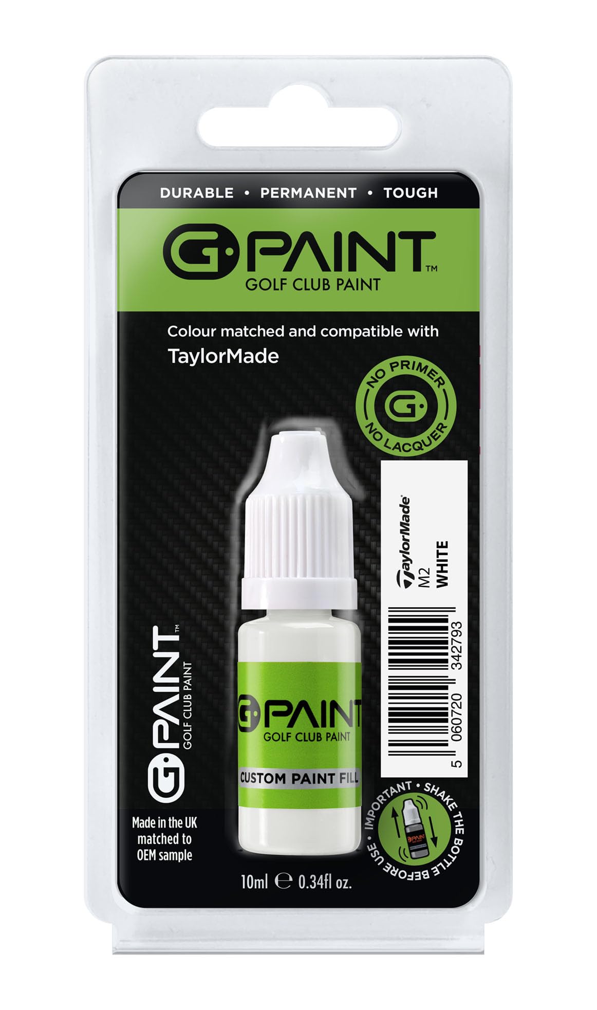 G-Paint Golf Club Paint, TaylorMade Compatible, M1 and M2 White, 10ml, No Primer Required