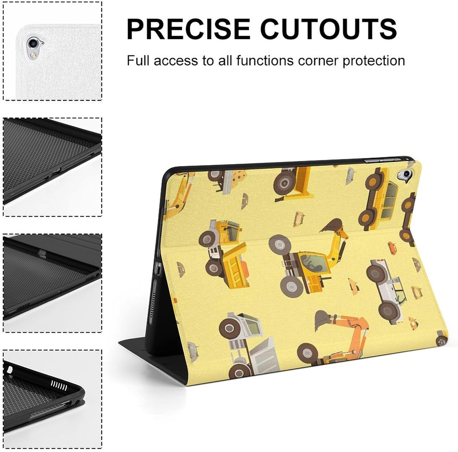 Excavator Truck Printed Case Trifold Stand Protective Cover Compatible with ipad Pro/2016 ipad Pro (9.7in)
