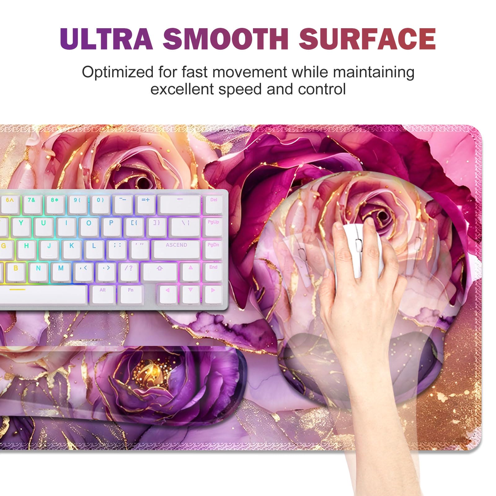 Purple Marble Mouse Pad & Wrist Rest Set - Ergonomic Comfort -4 Purple Marble Mouse Pad & Wrist Rest Set - Ergonomic Comfort -4
