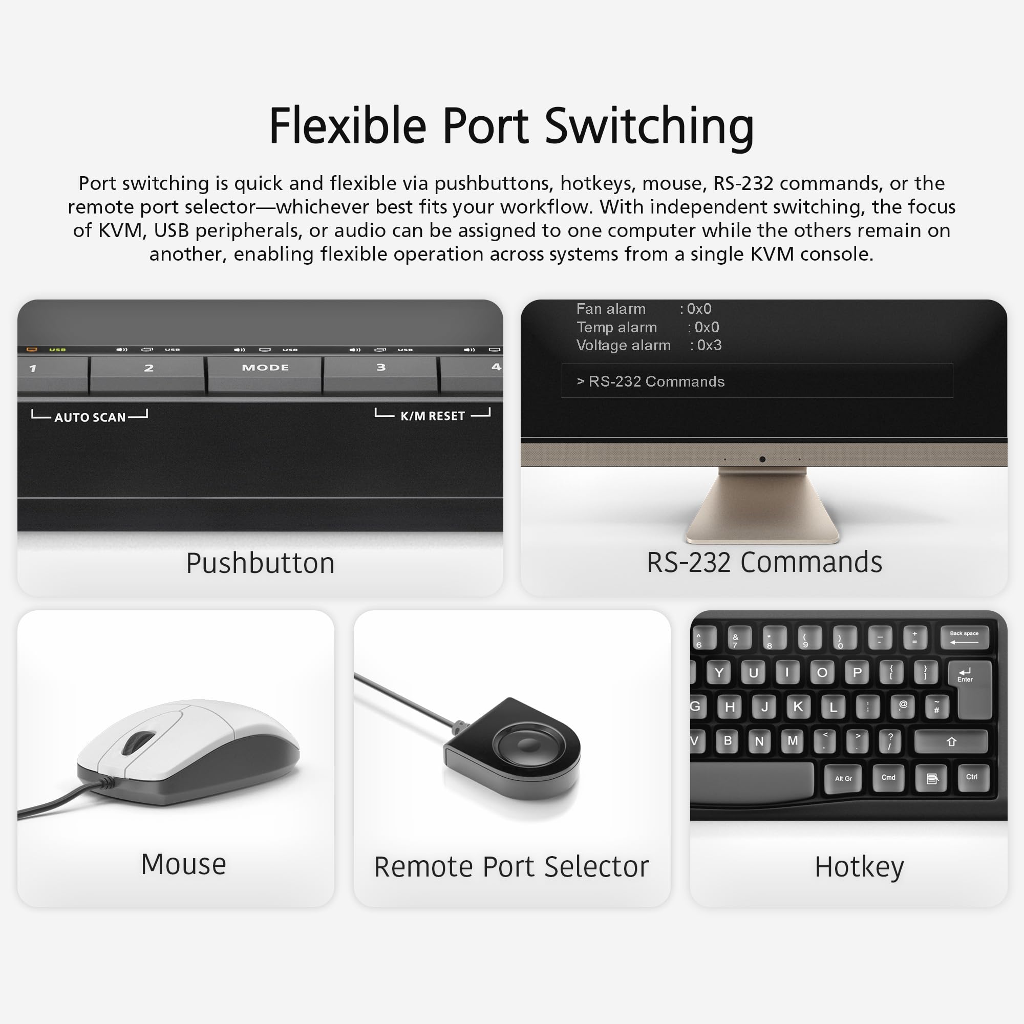 ATEN CS1944DPA Switch KVM DisplayPort a 4 porte USB 3.0 8K Dual-Display e cavi, controllo 4 PC con 2 monitor, 1 tastiera e mouse, 8K@60Hz, 4K@120Hz, HotKey, pulsante, porta remota o commutazione RS