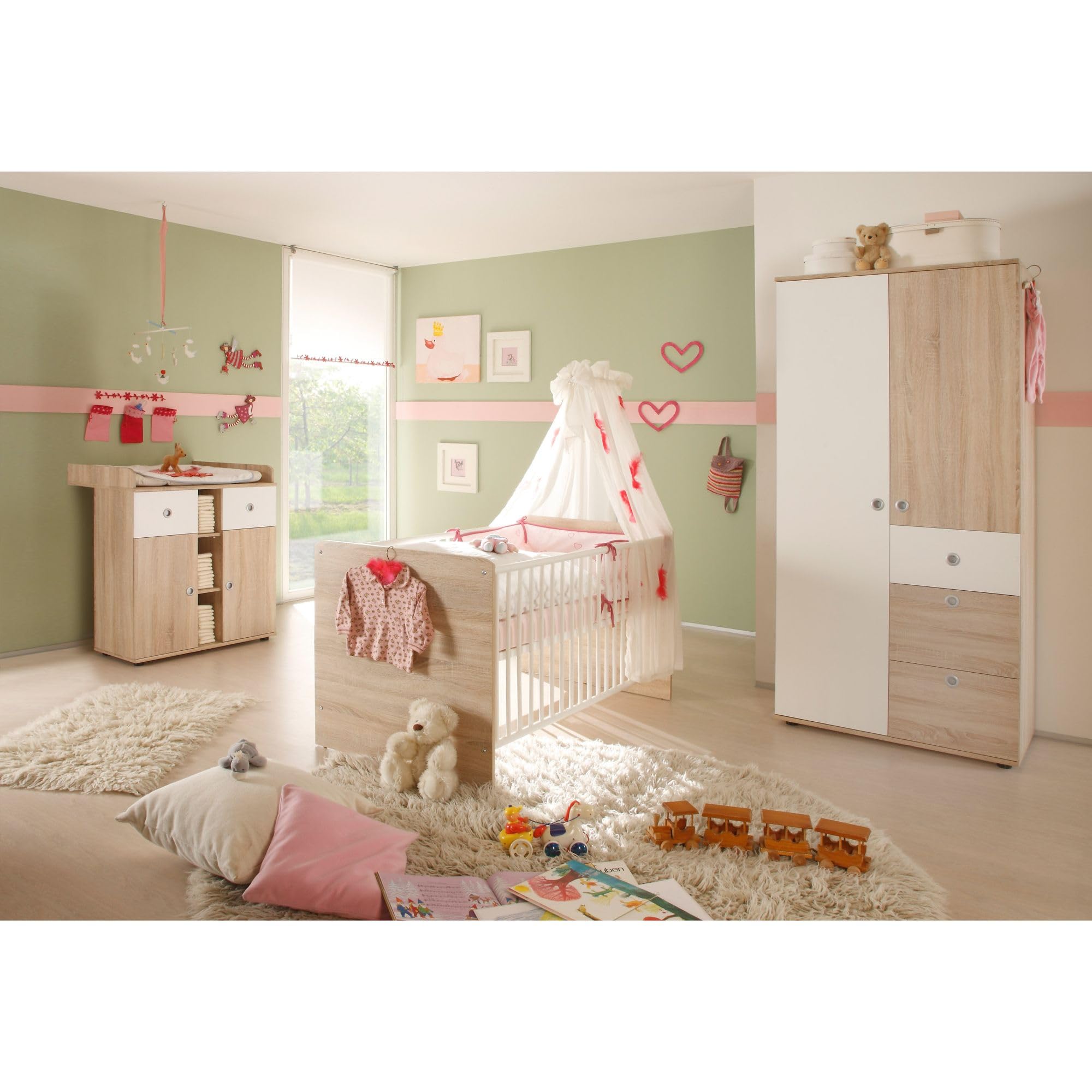 Stella Trading Wiki Completo Cameretta Bambini 3 Pezzi Rovere Armadio Culla Fasciatoio Legno Quercia Sonoma Bianco
