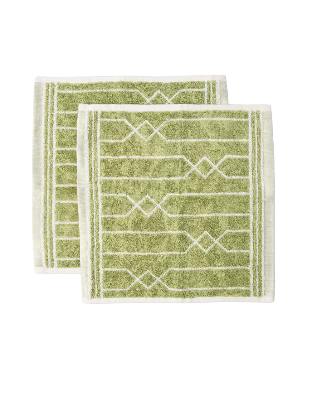 Fabindia Green Woven Cotton Towel | Set of 2-image-21