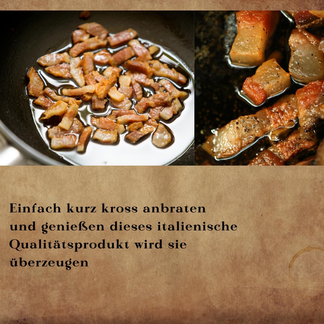 Guanciale | Fettbacke | Stücke portioniert ca. 1,3kg | ideal für bin Amatriciana- und Carbonara-Rezepte | ein 100% italienisches Produkt | höchster Qualität | luftgetrocknet | mit Pfeffer gewürzt