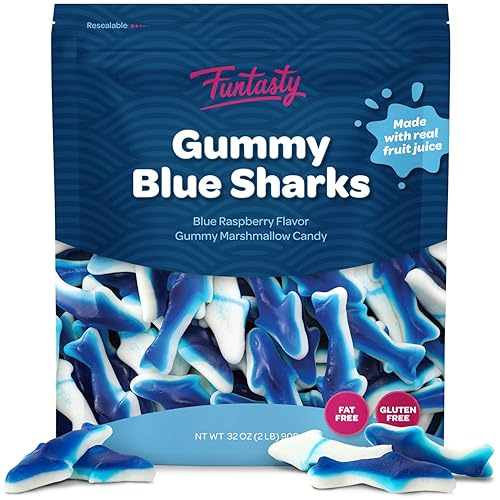 Miniatura 4 de Blue Sharks - Caramelos de gomitas  Paquete a granel de 2 libras  Sabor a malvavisco de frambuesa azul