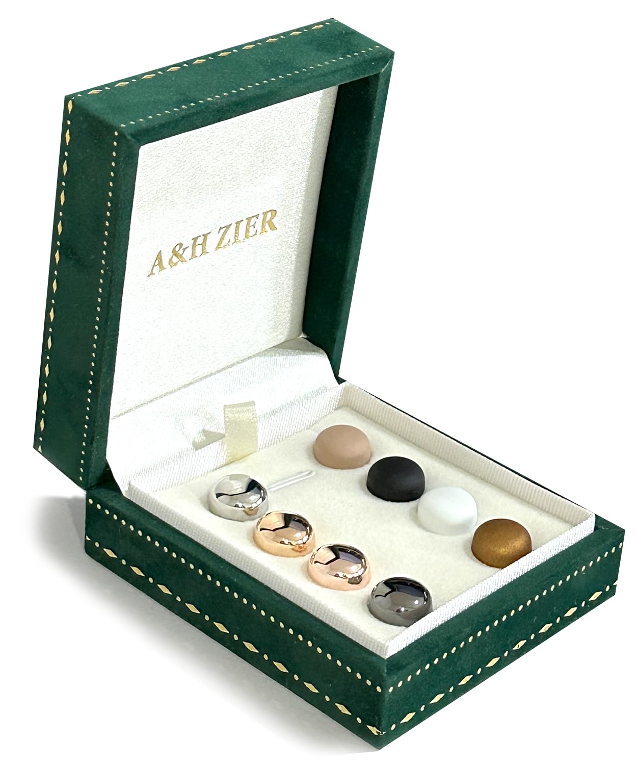 Hijab Magnets Gift Set 8 Pack - Strong Magnetic Safety Pins with Green Velvet Box, No-Snag Scarf Clips for Muslim Women