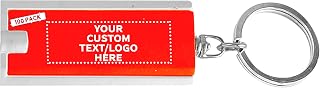 DISCOUNT PROMOS 100 Flashlight Keychains Pack - Customizable Text, Logo - Rectangle, Plastic - Red