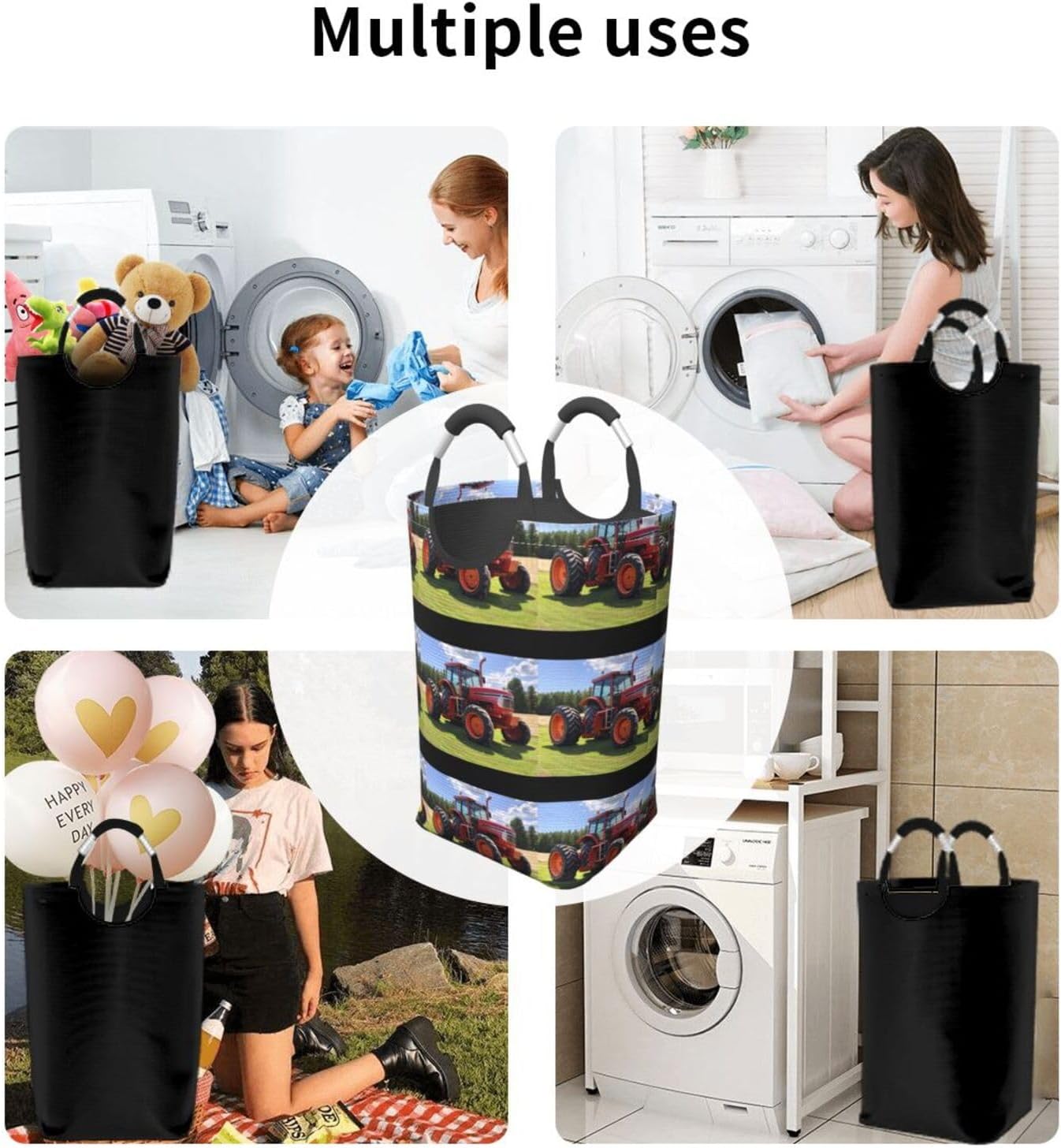 Farm tractor Foldable storage bag, 50L capacity, suitable for laundry room, dormitory bedroom, dirty clothes storage basket.