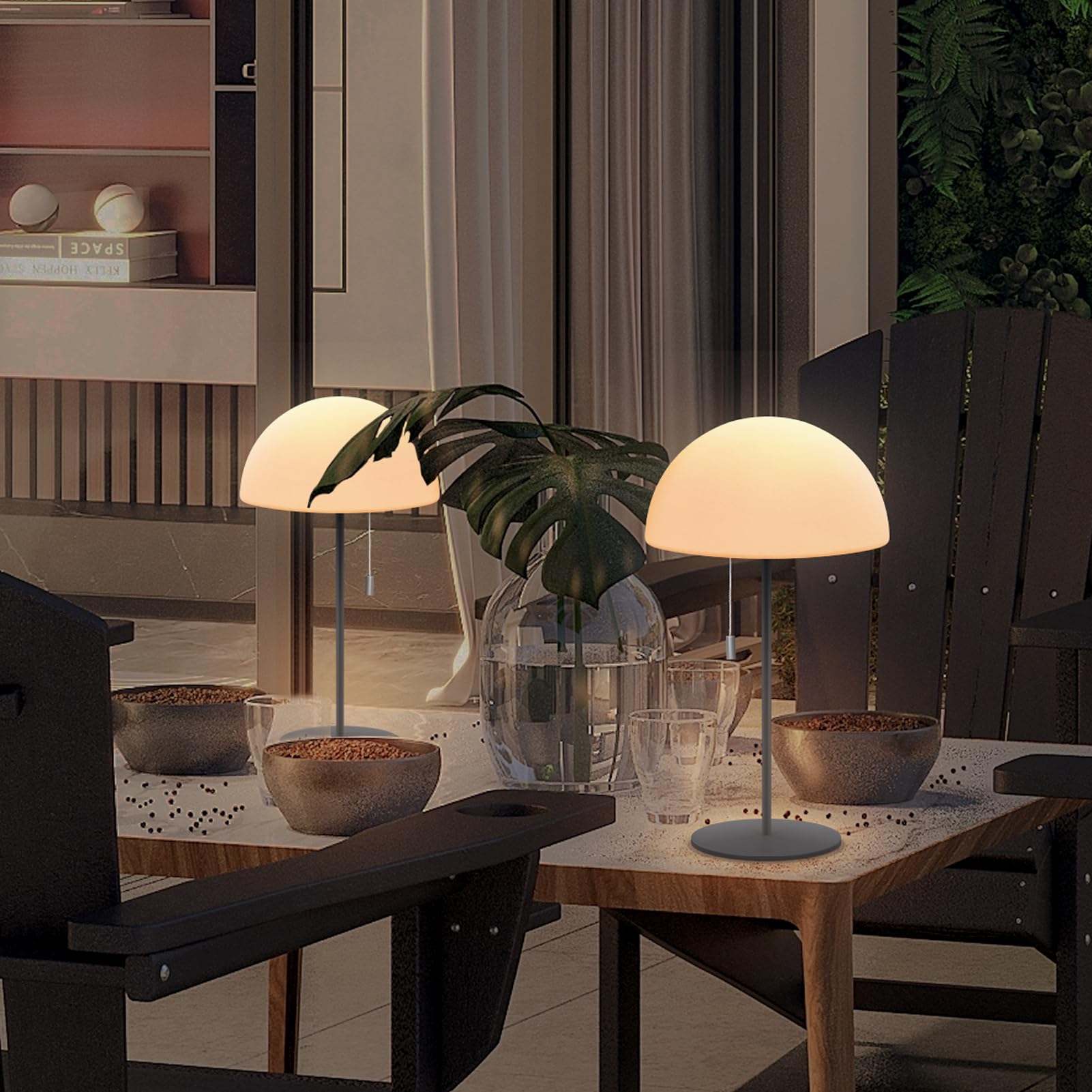 RWWR Lampe De Table LED Sans Fil Portable 3000K Mode Bougie - Rechargeable, Dimmable, Minuterie, IP44 Extérieur