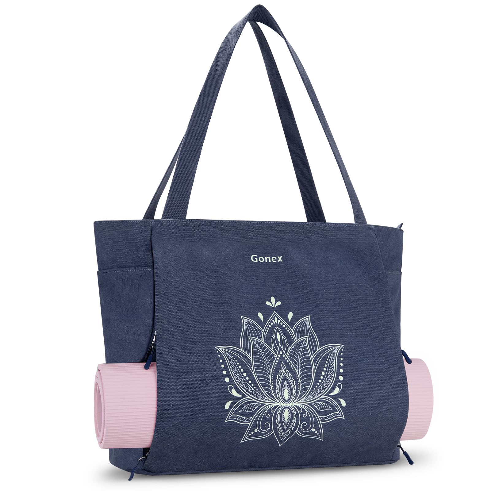 Gonex Yoga Mat Bag, Large Tote Bag with Multi Pockets for Women Men, Canvas Mat Carrier, Full Zipper Easy Access for Pilates Gym Travel