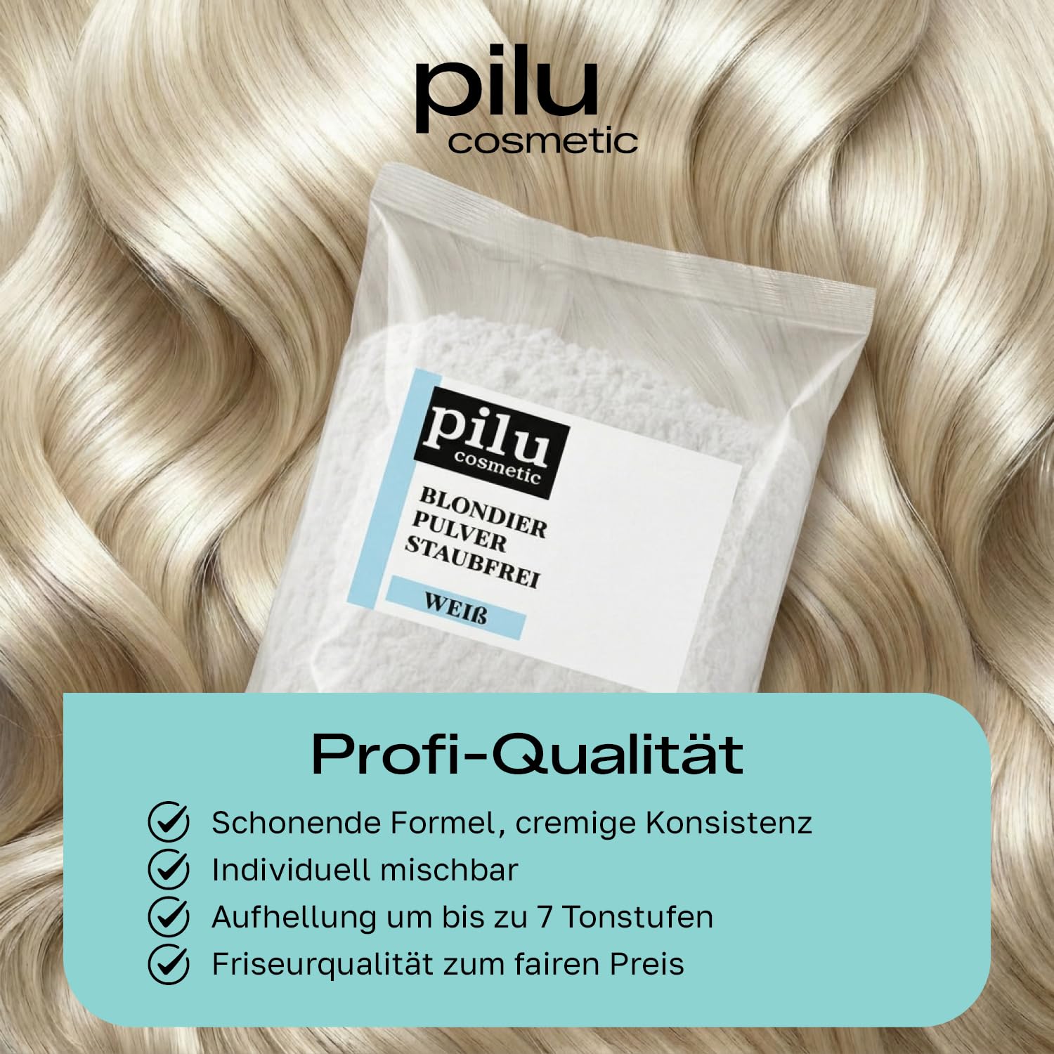 Blondierungspulver 3 x 500 g I Staubfreies, weißes Blondierpulver im Beutel I WARMES Blond I Sanfte Aufhellung um bis zu 7 Nuancen I Hair Bleach mit Anti-Gelbstich I Bleach Powder