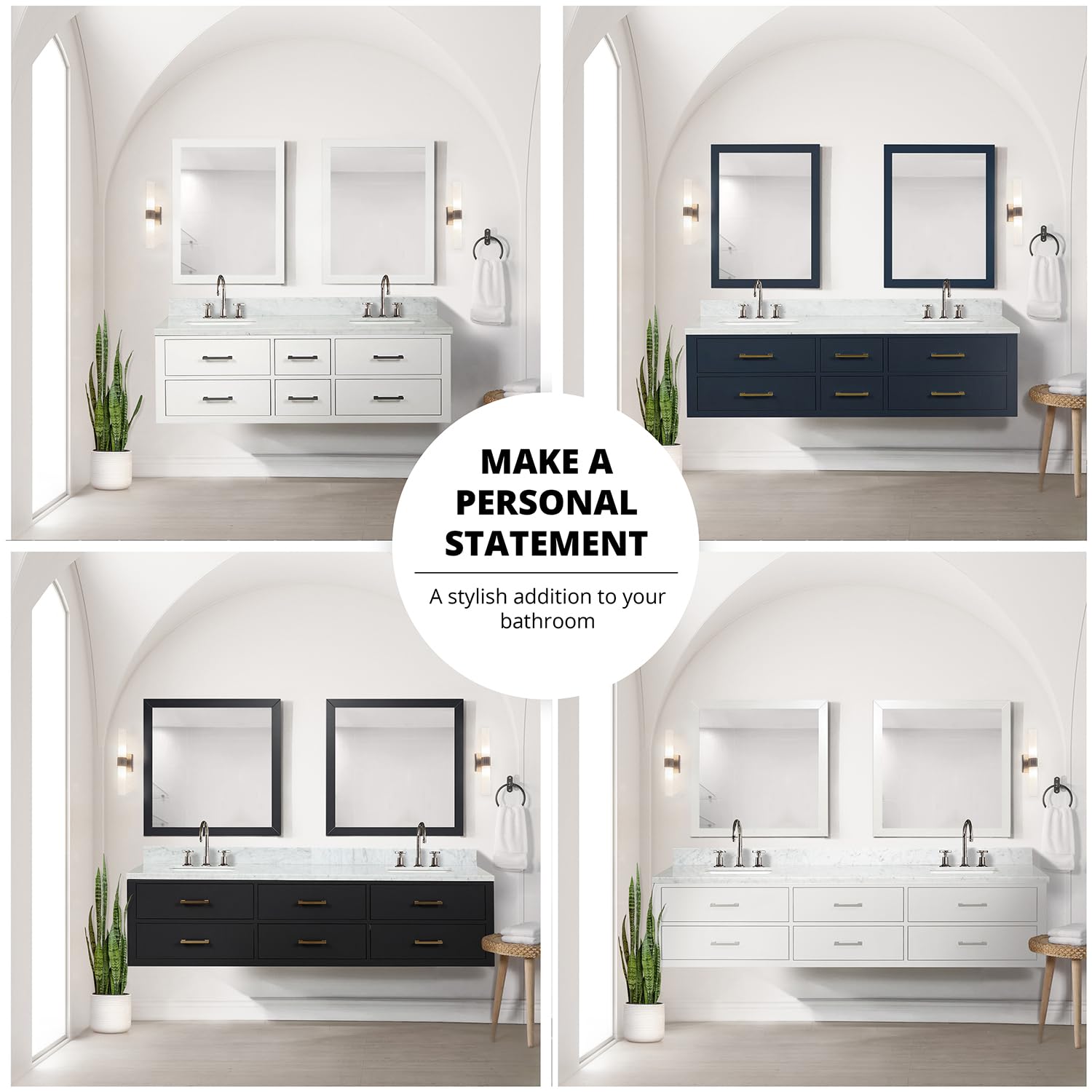 Amazon.com: Black Double Bath Vanity 72 in. W x 22 in. D, Carrara