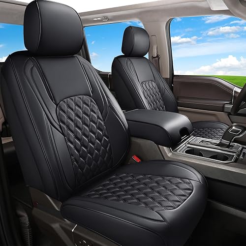 Huidasource Fundas de asiento para Ford, funda de cojín de cuero para asiento de camioneta para Ford F150 SuperCrew 2015-2025 y F250 F350 F450 Super