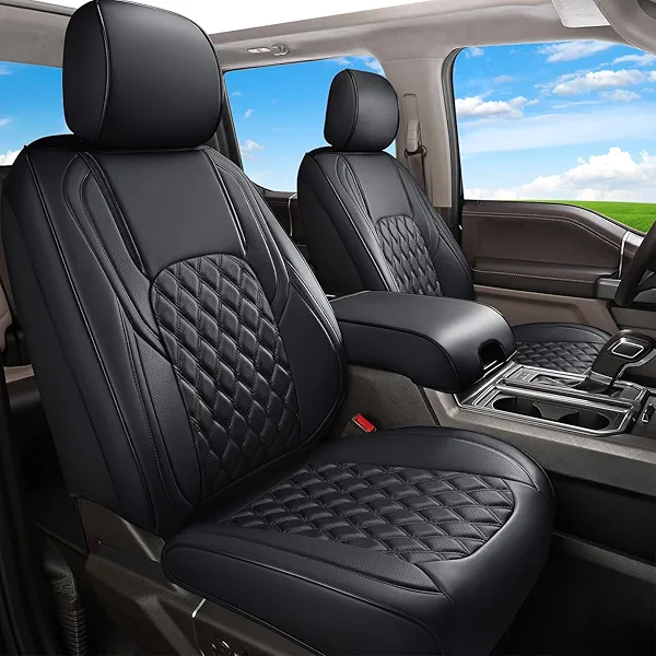Huidasource Tacoma Seat Covers Full Set, Leather Pickup Truck Seat Cushion Cover Front & Rear Fit for 2016-2023 Double & Crew Cab Toyota Tacoma SR SR5 Limited TRD Sport/Pro/Off Road(Full Set/Black)