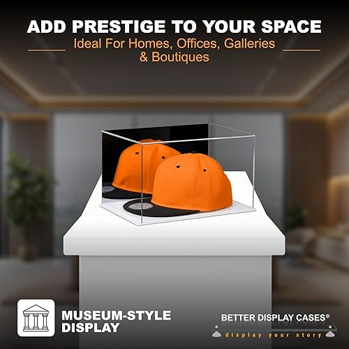 Vista 418 de Better Display Cases Versátil vitrina de acrílico transparente - Caja rectangular grande con base blanca 18" x 12" x 3" (BK09)