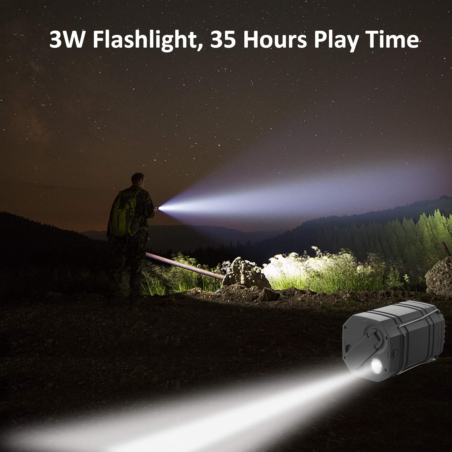 3000 Large Capacity Hand Crank Solar Camping Lantern, Portable Ultra Bright LED Torch, 30-35 Hours Running Time, USB Charger, Electronic Lantern for Outdoor - - 