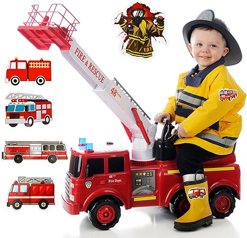 Miniatura 6 de Glenmal 100 calcomanías de camión de bomberos para niños, calcomanías de bomberos, lindos camiones de bomberos, regalos de fiesta de cumpleaños,