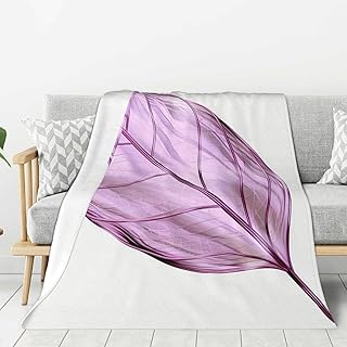 Manta de forro polar con hojas de color lila, manta de franela para sofá, transpirable, ligera, de 80 x 60 pulgadas, sin pelusas, para todas las estaciones, manta de viaje súper suave y cálida para