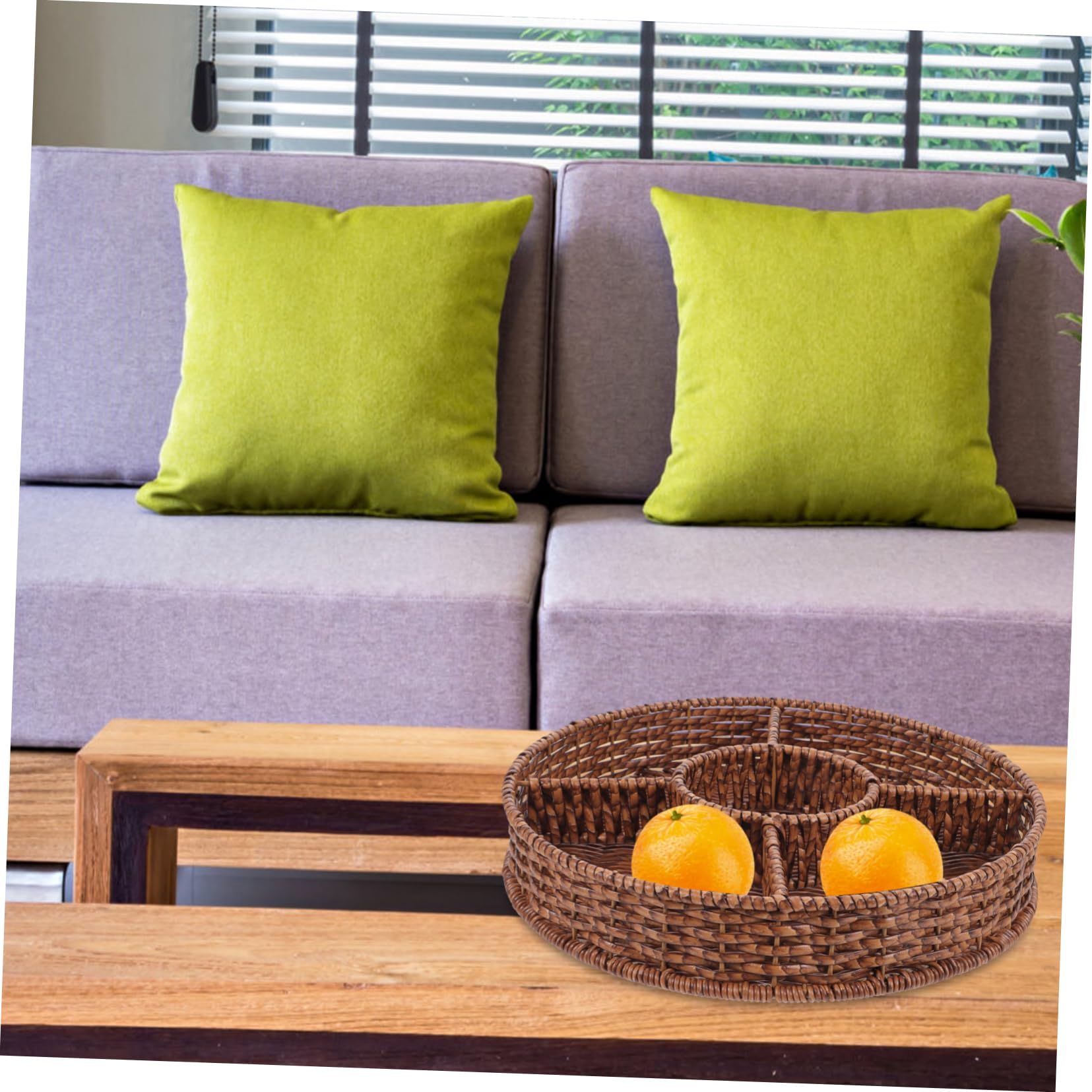 COLLBATH Imitation Rattan Fruit Plate Woven Basket Woven Fruits Basket Fruit Serving Tray Trays for Decor Wicker Serving Basket Potato Basket Fruit Platter Tray Sundries Holder Pp re-usable