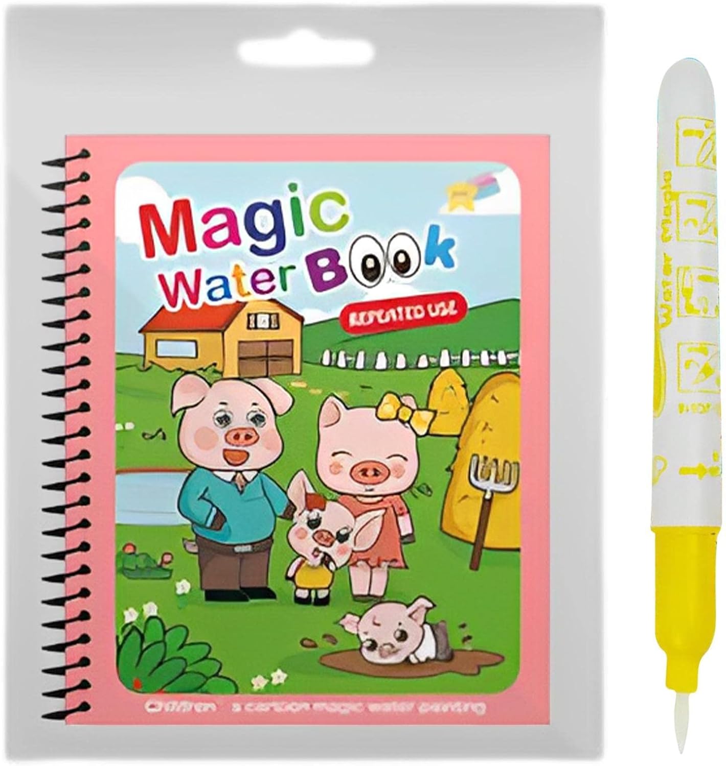 Amazon.co.jp ウォータードローイングブック ペイント カラー ワンダー 塗り絵 再利用可能 子供、幼児、女の子、男の子