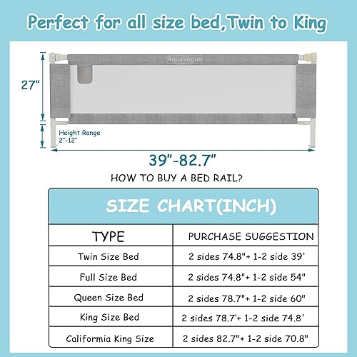 Miniatura 2 de Paquete de 3 rieles de cama tamaño Queen para niños pequeños, protector de riel de cama de bebé ajustable en altura especialmente diseñado para cama