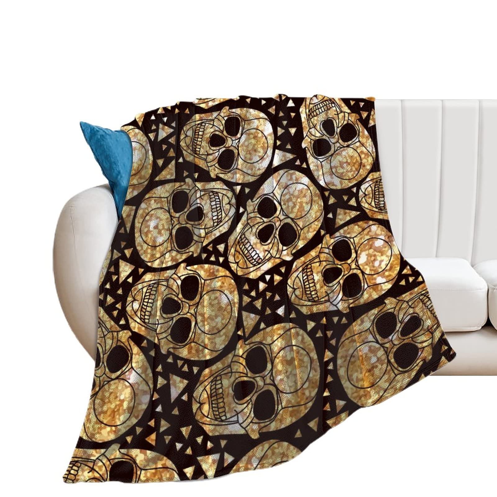 Couverture polaire douce crâne d'or plaid chaud haut de gamme