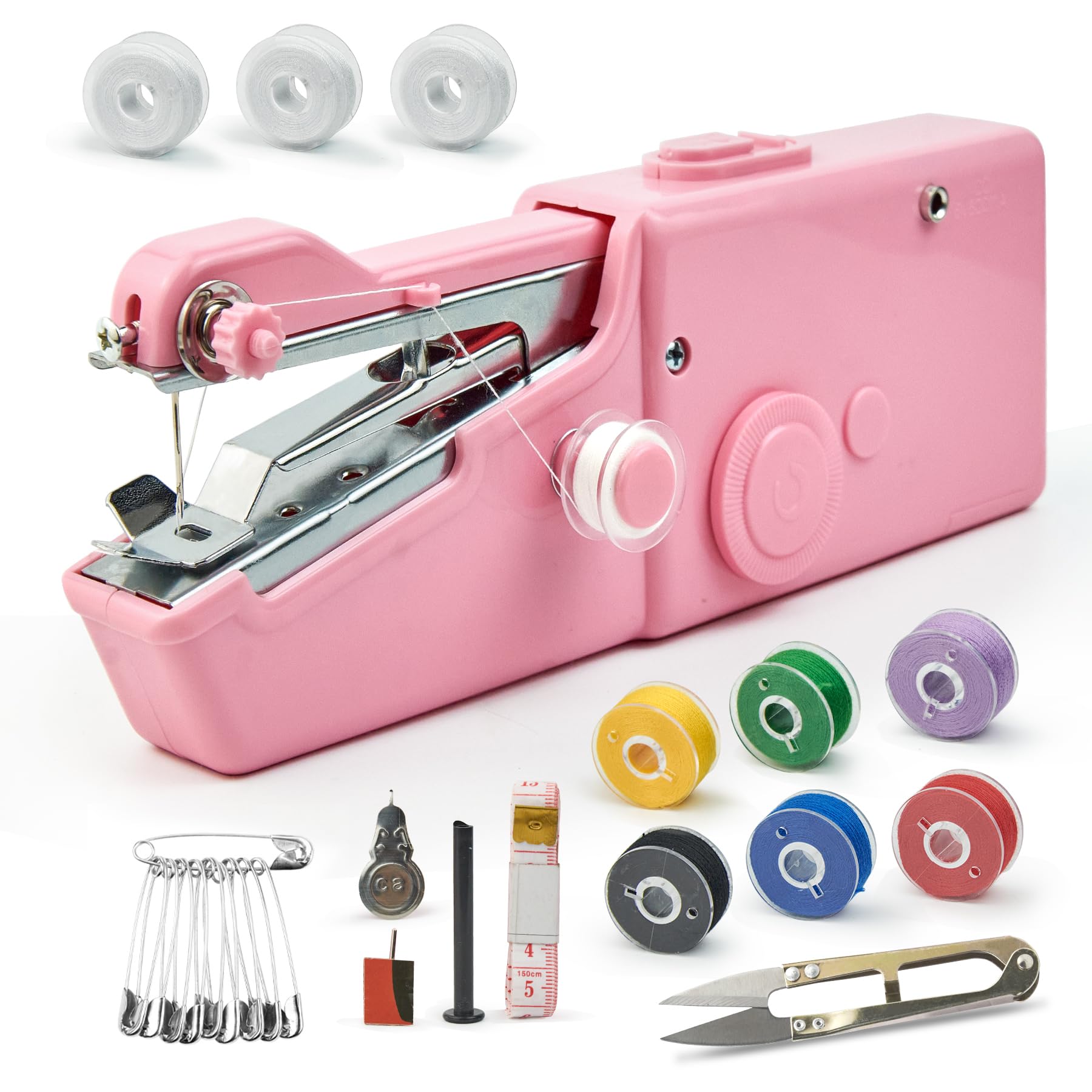Hand-held naaimachine, kleine mini handmatige elektrische naaimachine voor kleding Gordijn DIY ambachten, voor beginners, naaien ambachtelijke liefhebbers, ambachtslieden (roze), naaimachine