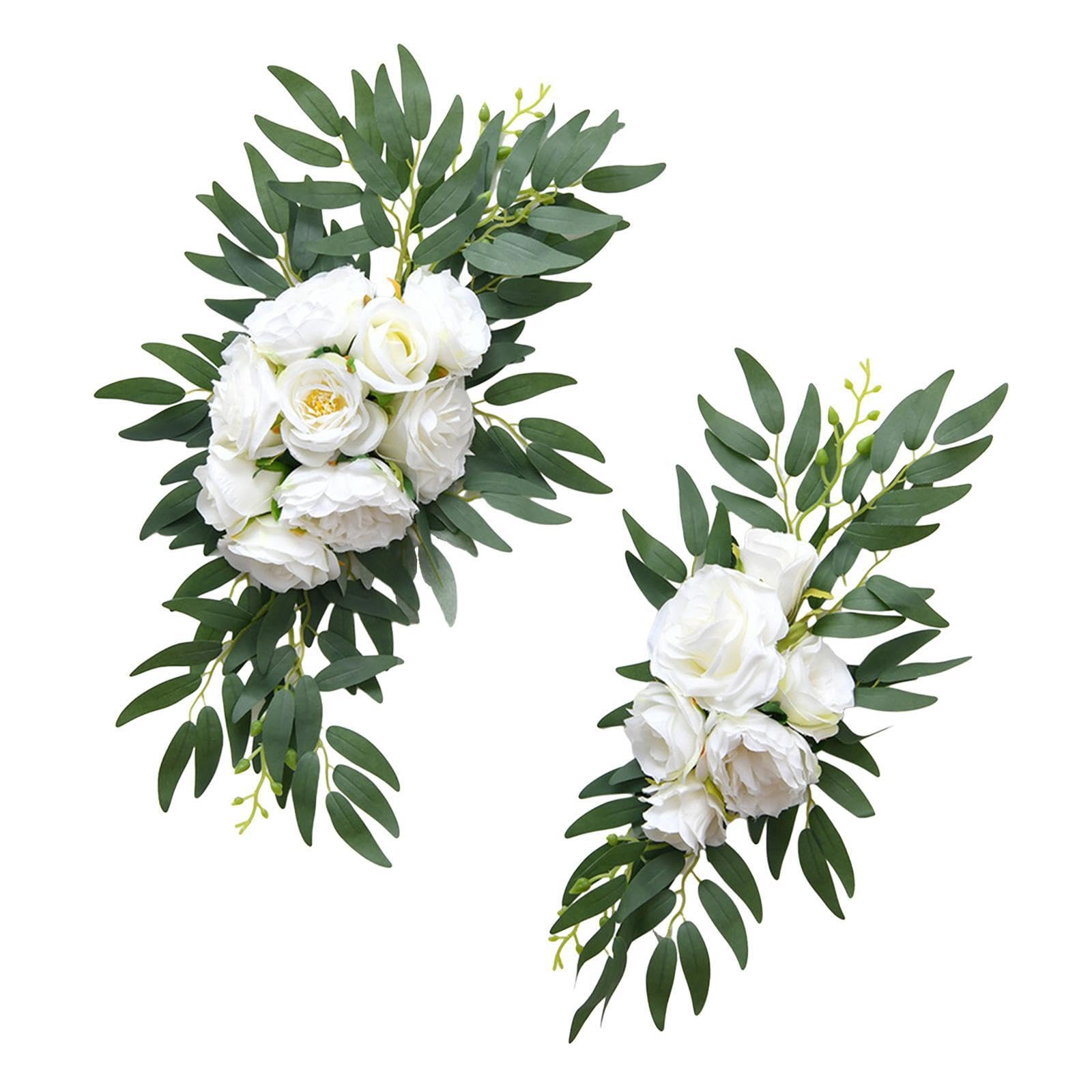 QUXVUIS Exquisite Wedding Arch Flowers Floral Swag Stand Elegant Silk Arrangement Addition To Ceremony Designs And Reception Areas Artificial Floral Swag, White