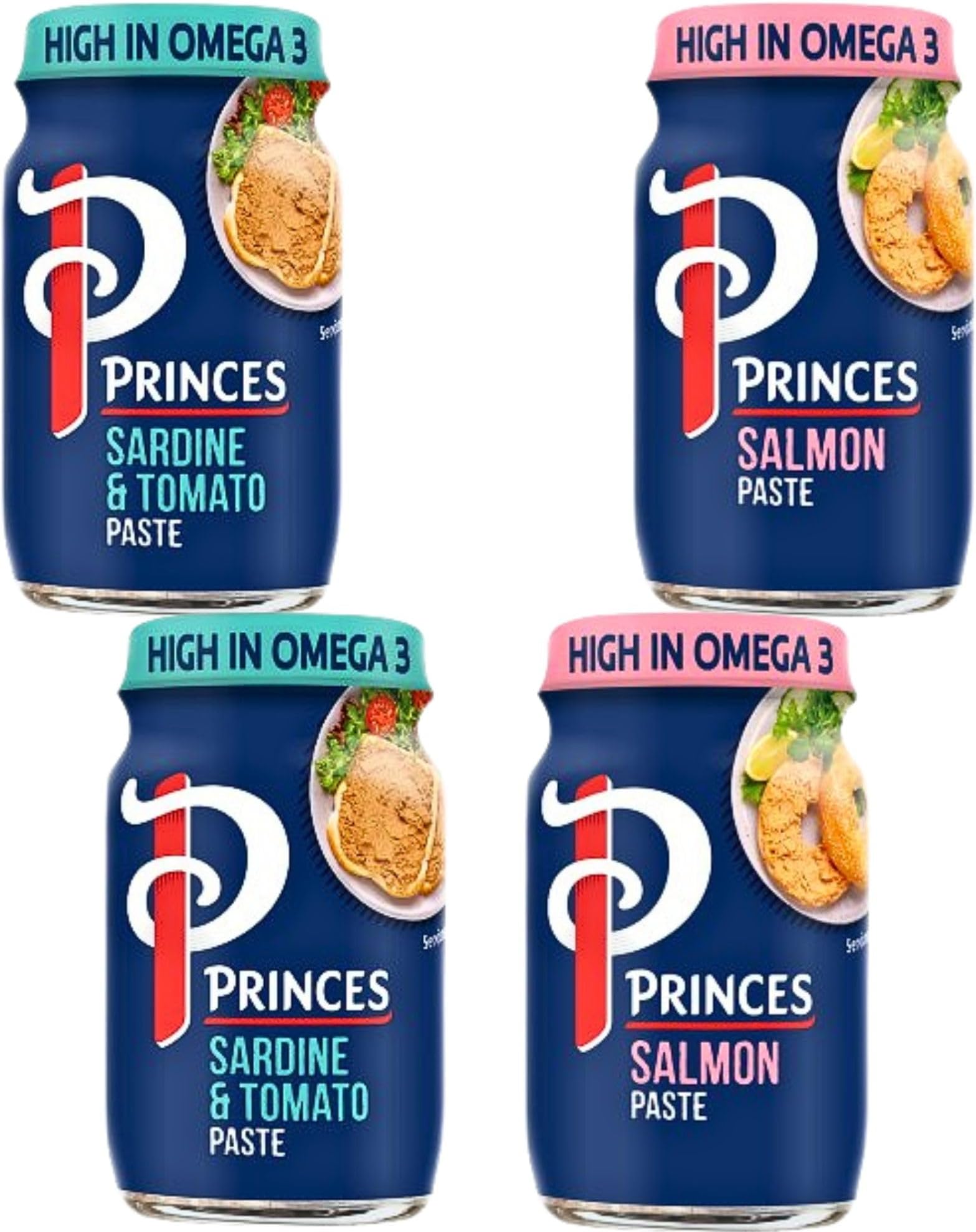 Sandwich Spread Bundle Containing Princes Sardine & Tomato Paste 75g x2 And Princes Salmon Paste 75g x2 (4 Mixed Pack)