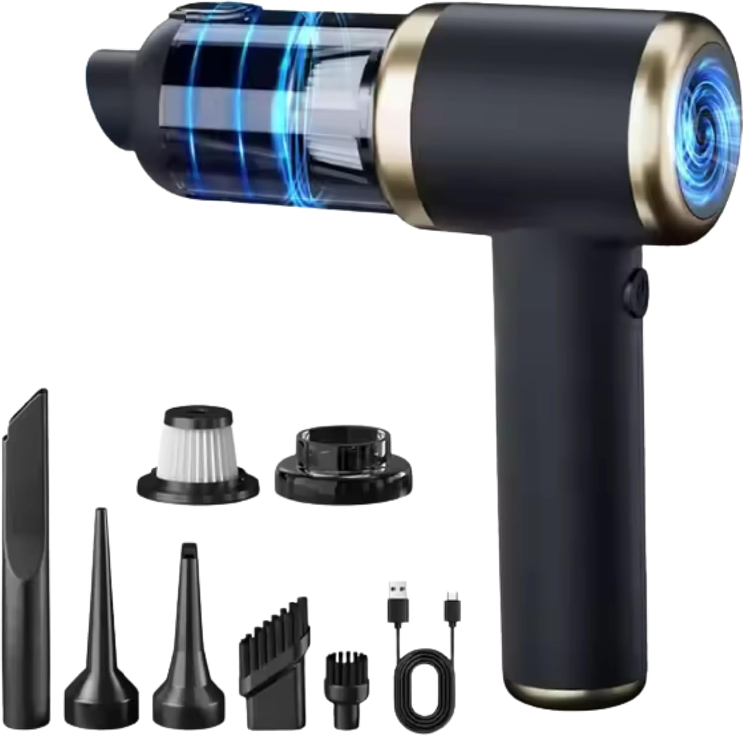 High Speed Car Vacuum Cleaner 20000PA with Brushless Motor, 50W Cordless Mini Vacuum Cleaner and Air Duster, 2-in-1 Portable High Power Cleaner, Multi-Nozzles for Car, Keyboard, Pet, Office