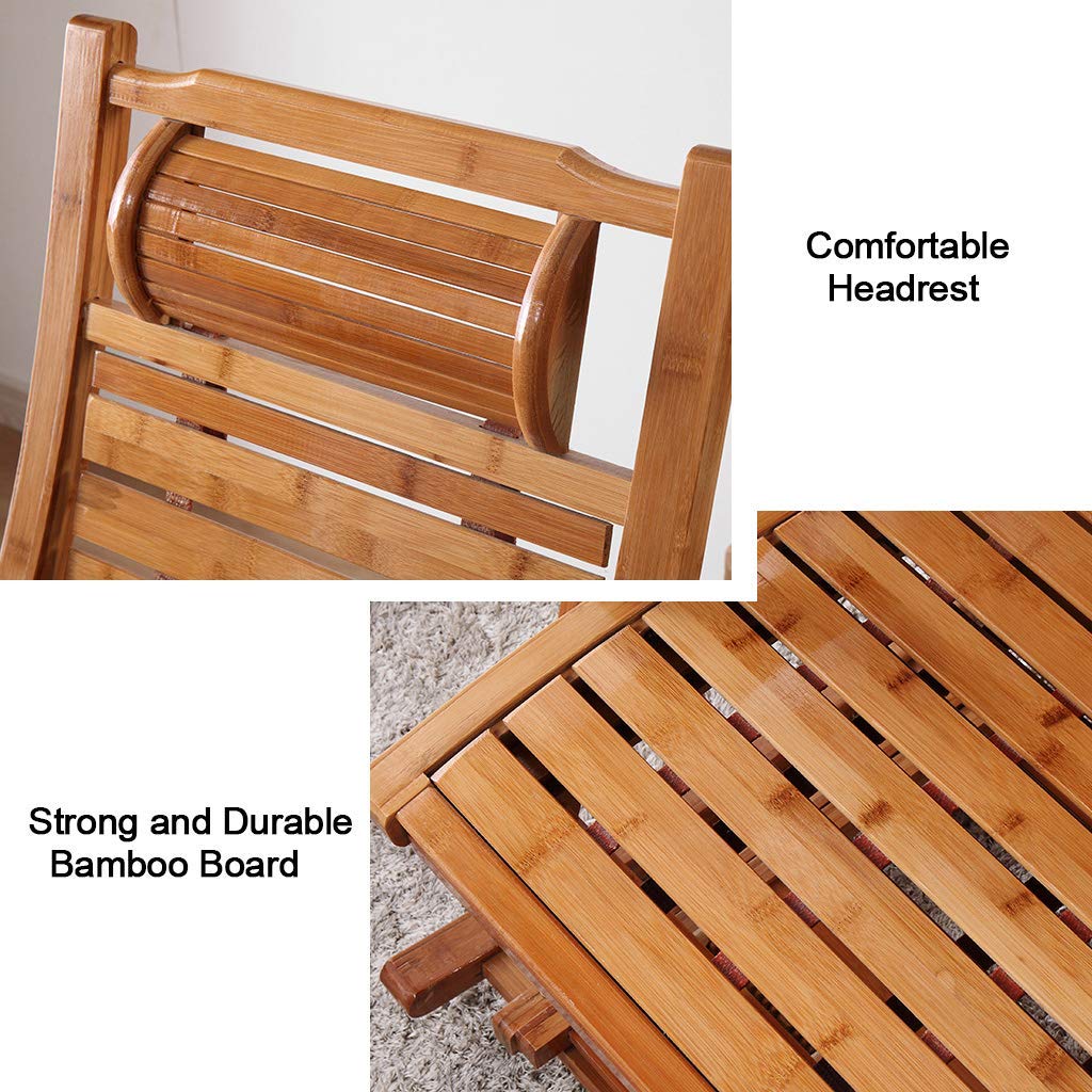 Sedia a dondolo Zero Gravity da campeggio per esterni, con struttura in legno di bambù e seduta imbottita grigia, reclinabile pieghevole, per giardino, patio e piscina, supporta fino a 250 kg