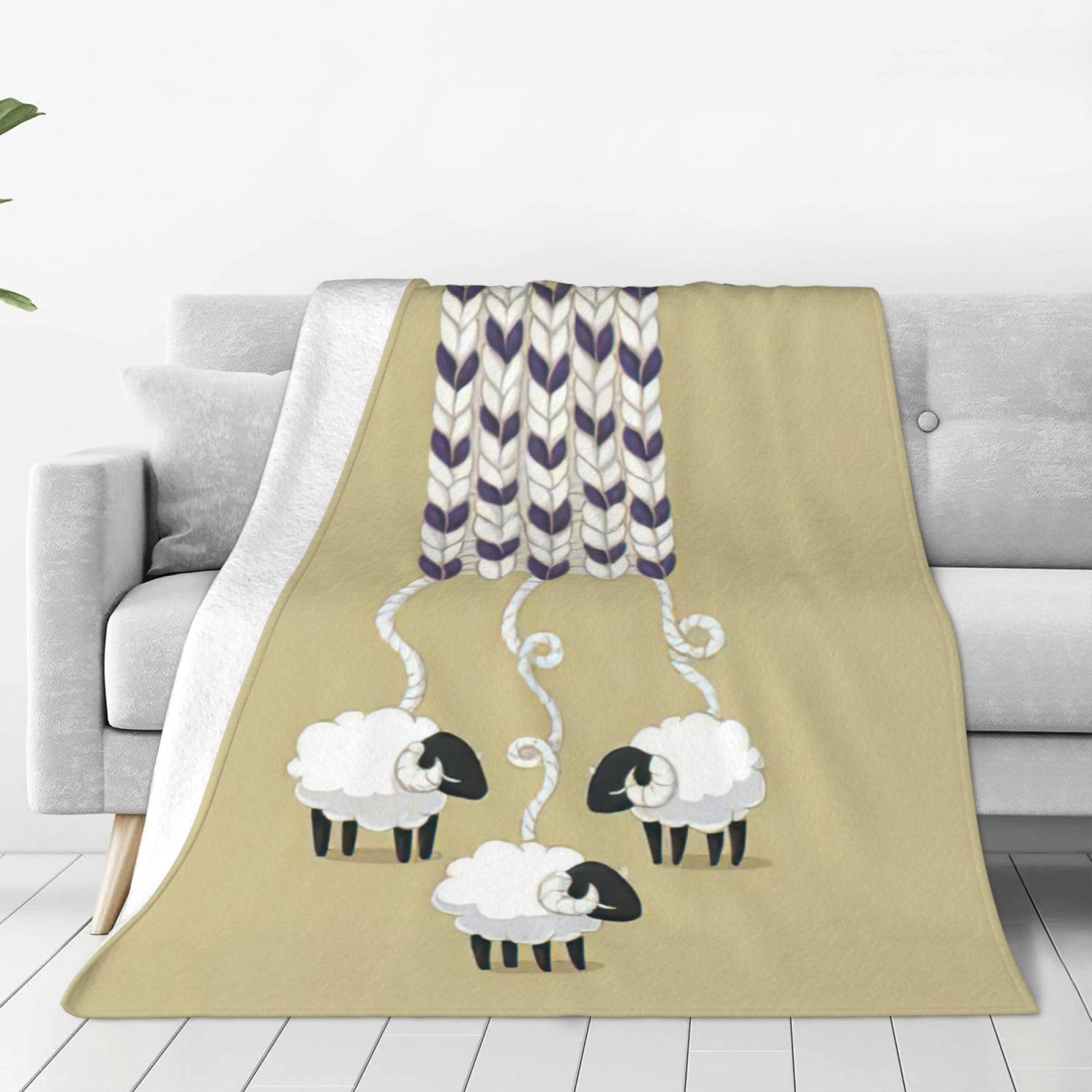 Couverture polaire en flanelle légère motif mouton pour lit et canapé