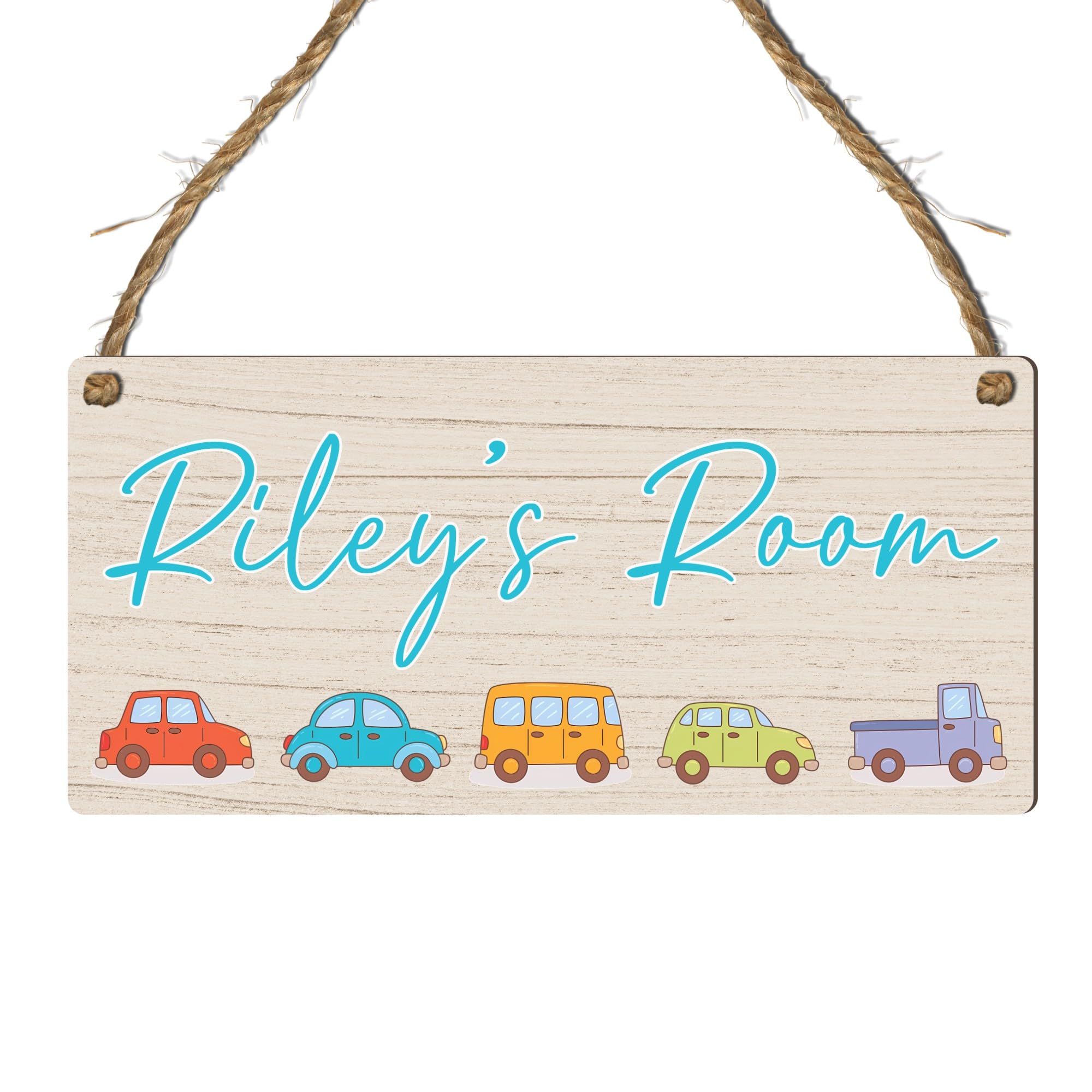 Custom Kids Room Name Plaque | Personalised Boys Bedroom Sign | Wooden Hanging Door Sign | Car Theme or Gaming Controller Gamer Design (Cars 2)