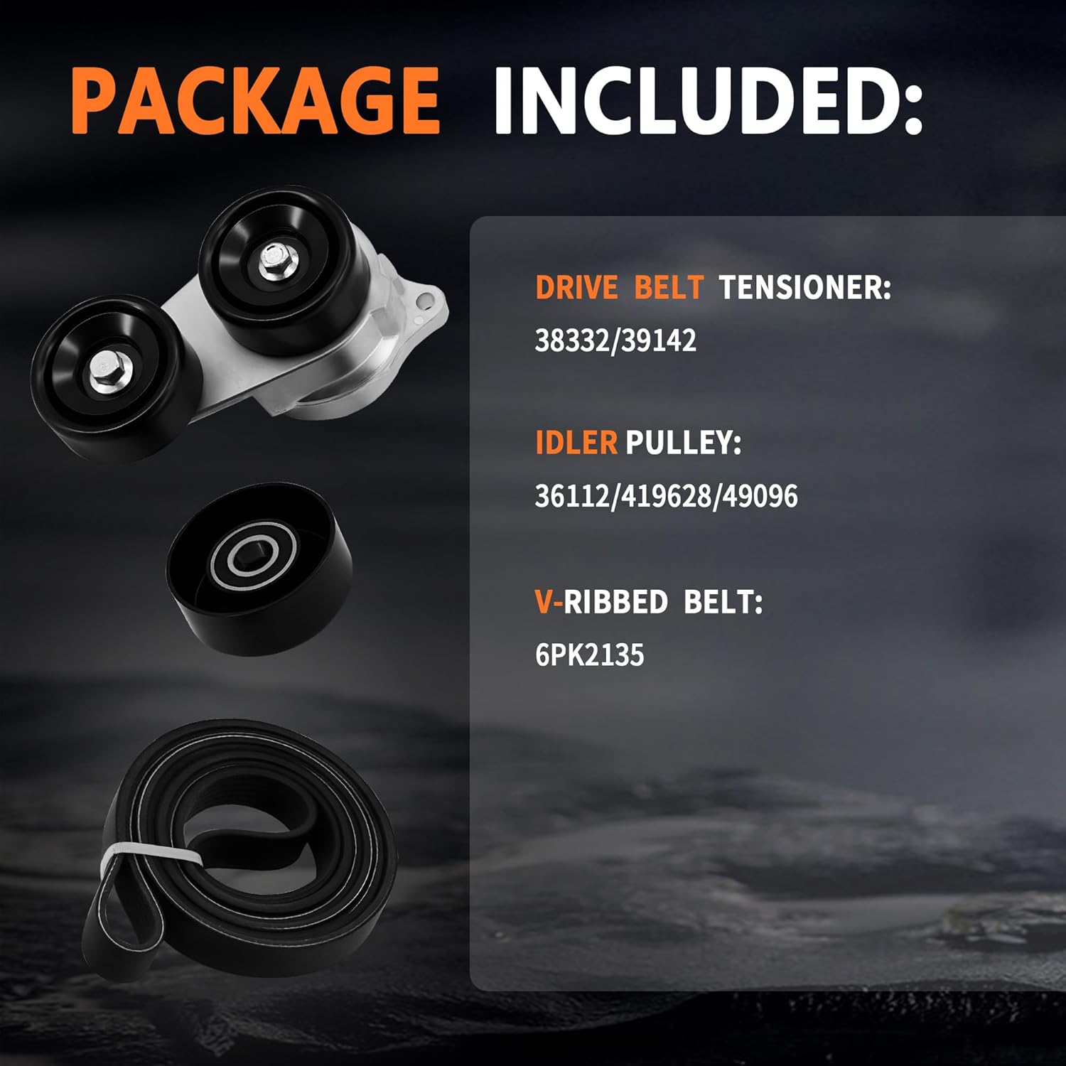 90K-39142 Serpentine Belt Tensioner Kit Fit for Honda Odyssey 2011-2017, Pilot 2012/2015, Ridgeline 2012-2014, Crosstour 2012, 3.5L V6 Only