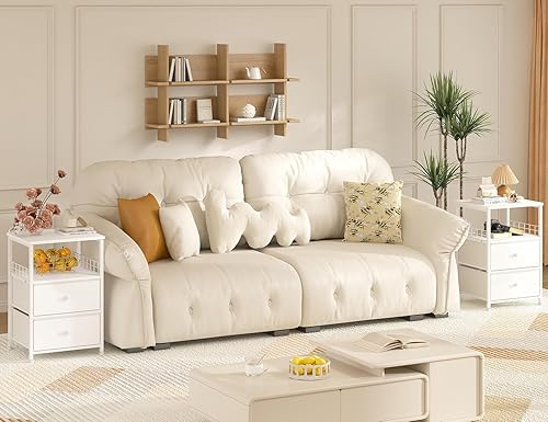 Miniatura 16 de Juego de 2 mesitas de noche de 17.8 pulgadas de ancho con cajones de tela y estante de madera abierto, red de seguridad en ambos lados de la mesa