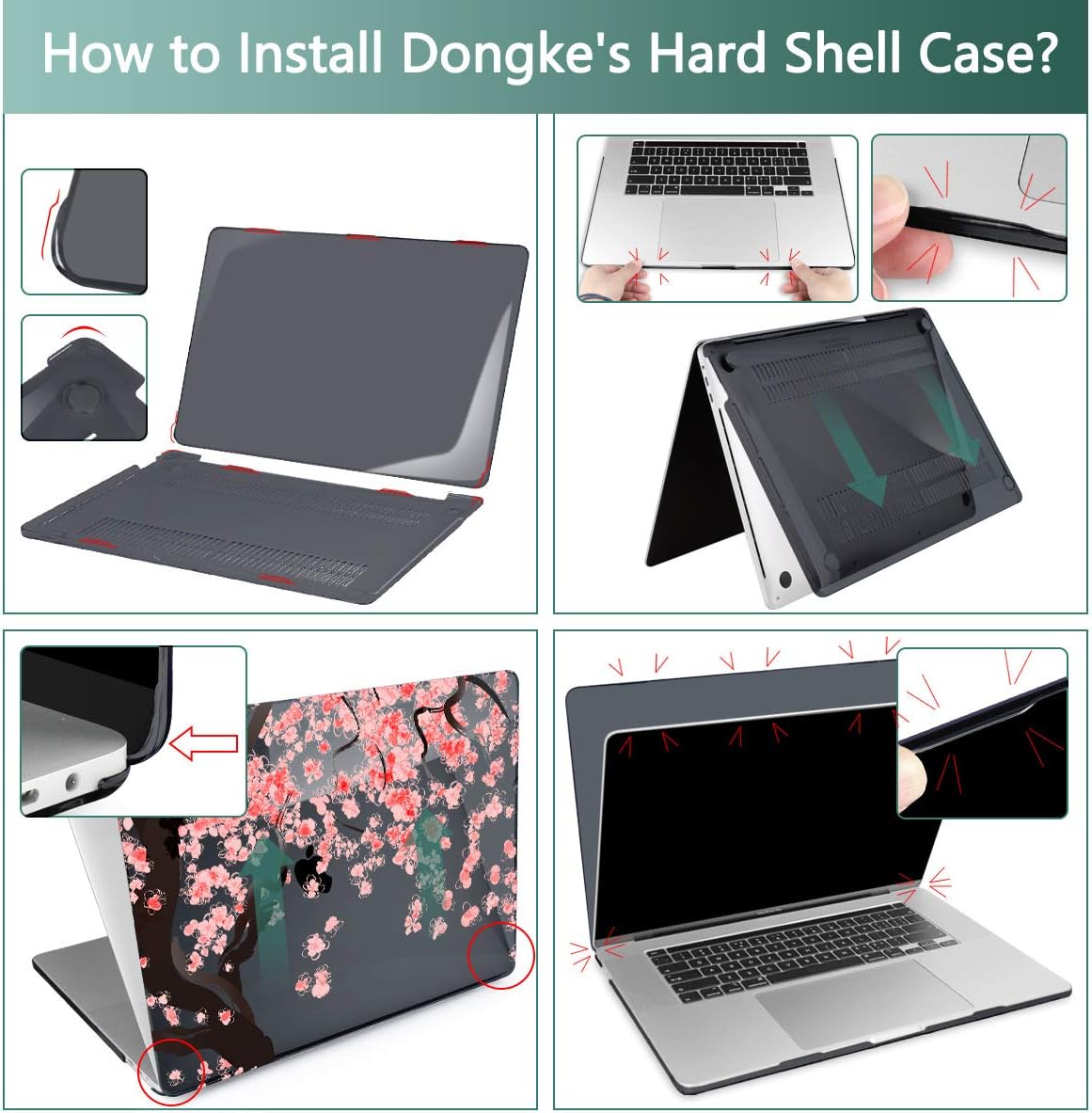 Amazon Crazy 🔥 Deals Dongke Case MacBook Pro 13 with Black Keyboard Cover Crystal Hard Sleeve for 13 inch MacBook Pro with/without Touch Bar Model:A1989/A1706/A1708 (2018 2017 & 2016) (Cherry blossoms)