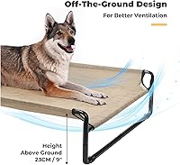 Vista 5 de Elevated Dog Bed, X-Large Cooling Cot for Large Dogs, Raised Pet Bed with Washable Mesh, Outdoor Indoor Use, Heavy Duty Steel Frame, Beige Coffee