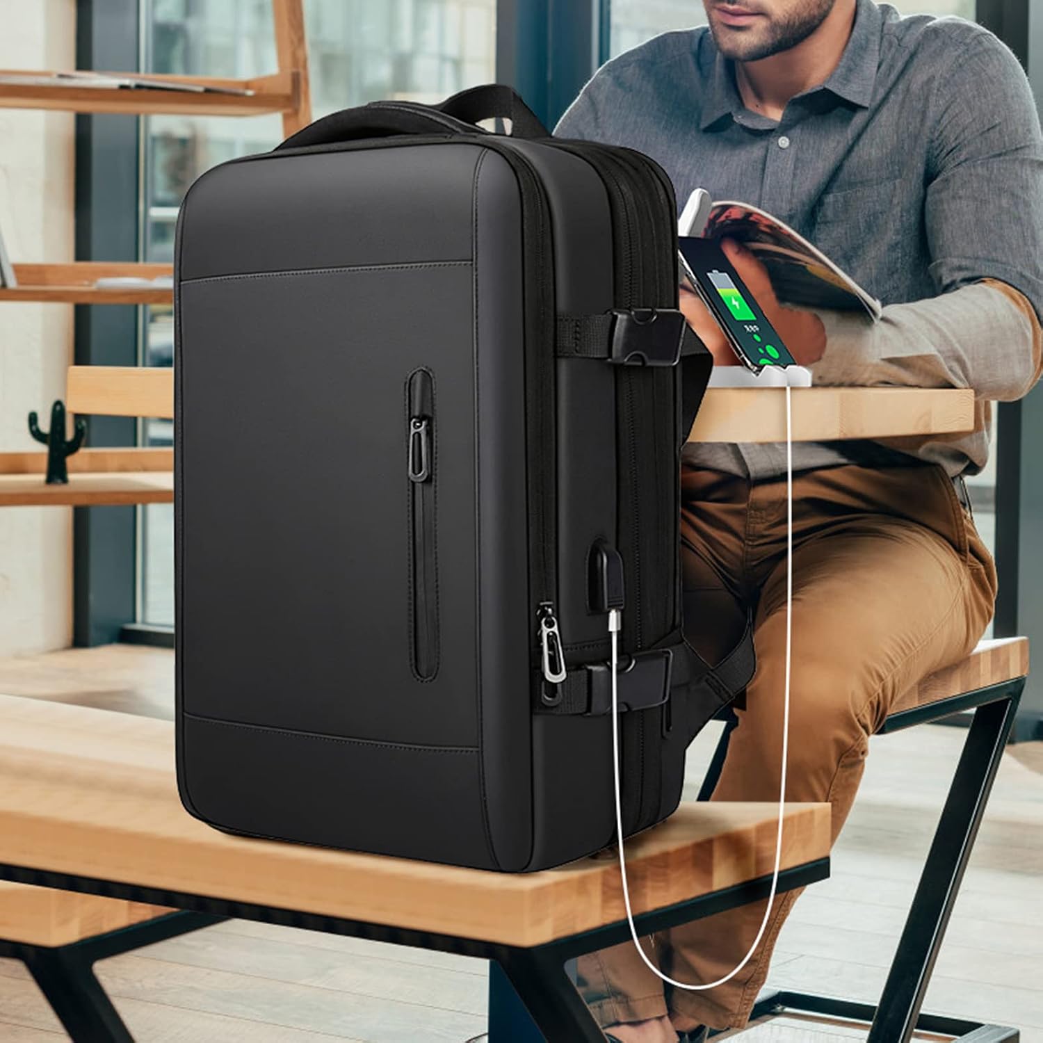 Mochila feminina de viagem grande, impermeável, aprovada como bagagem de mão, para trilha e esportes ao ar livre, B8 - Preto, X- Large Mochila feminina de viagem grande, impermeável, aprovada como bagagem de mão, para trilha e esportes ao ar livre, B8 - Preto, X- Large