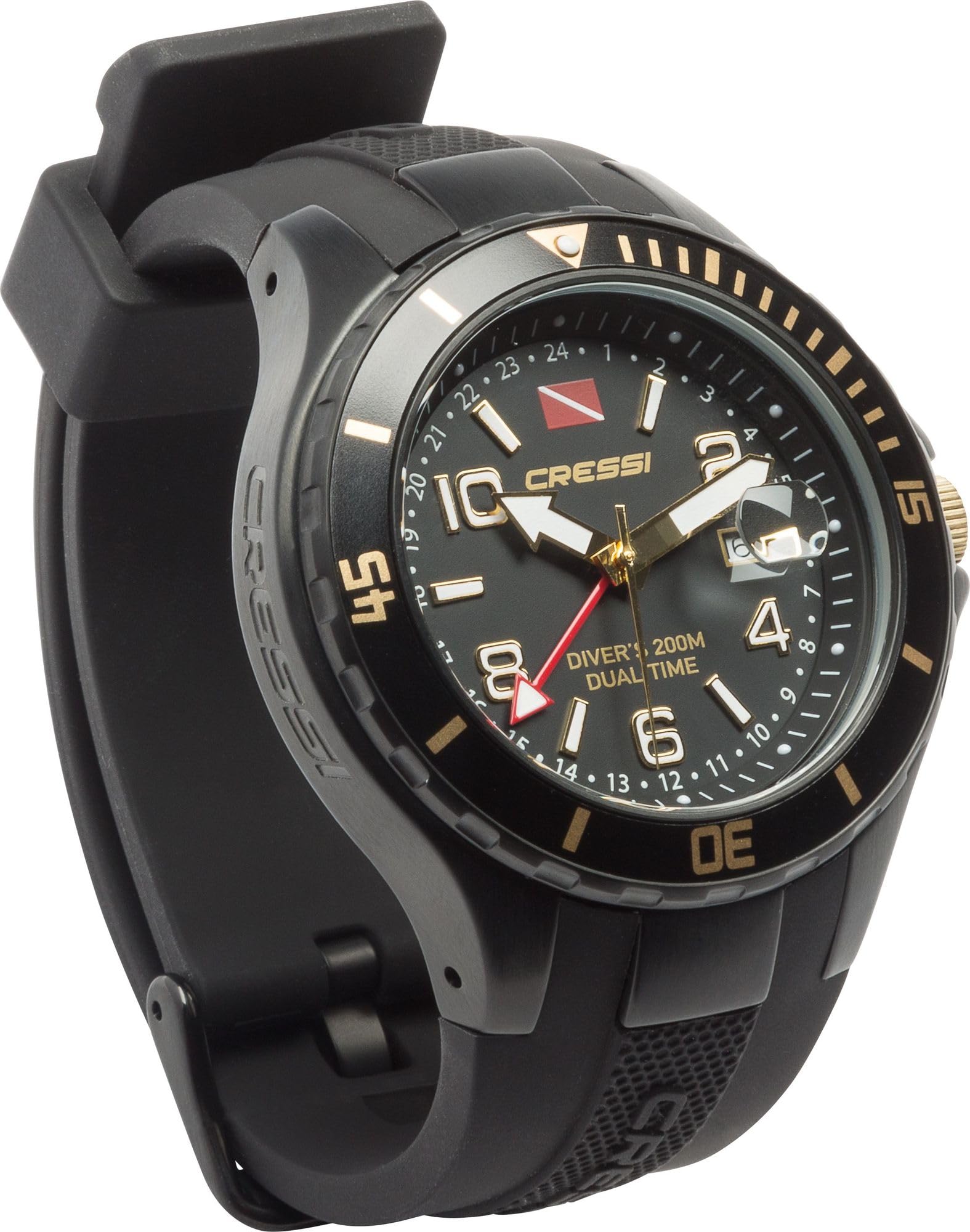 Cressi Traveller Dual Time - Professionelle Taucheruhr, widerstandsfähig 200m/20 ATM