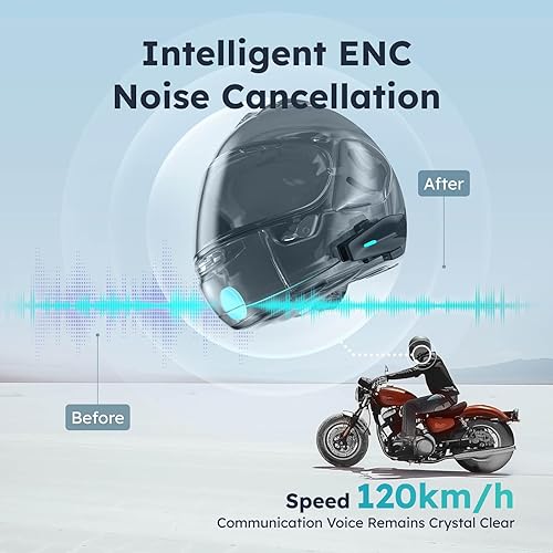 Miniatura 4 de Auriculares Bluetooth S1 para motocicleta con 3 modos de intercomunicación, comunicación de malla de 8 pasajeros, voz AI, radio FM, volumen