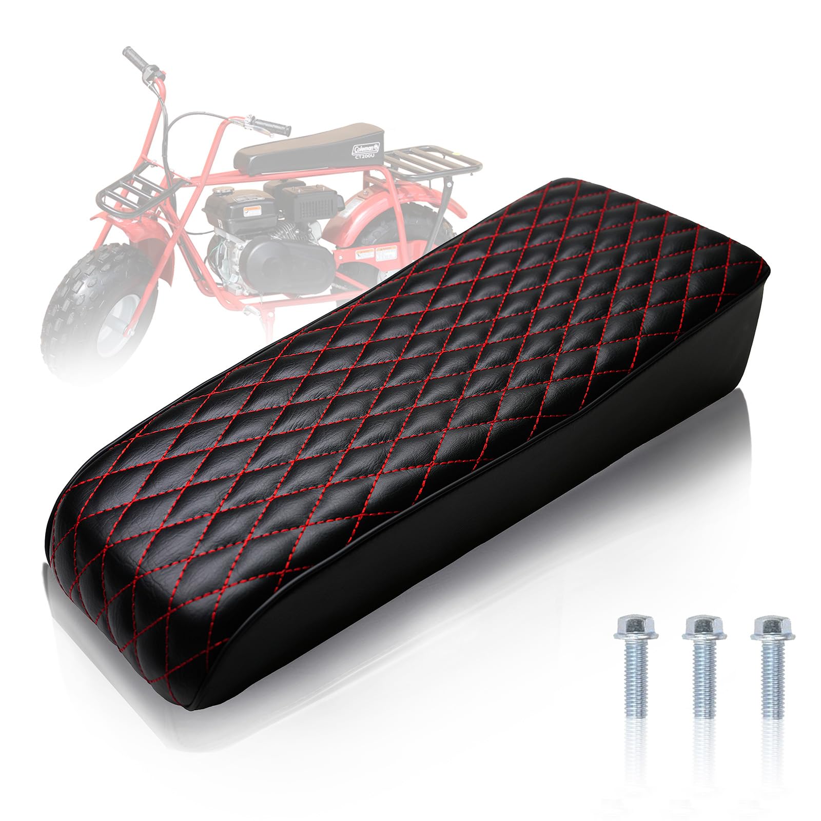 Photo 1 of JMCHstore Upgraded 19'' Seat for Coleman ct200u, Baja DB30 (Blitz, Dirt Bug, Racer) ct200 200cc 196cc Motor 6.5HP Mini bike Trail Powersports Parts (Red Diamond Stitch SEAT)