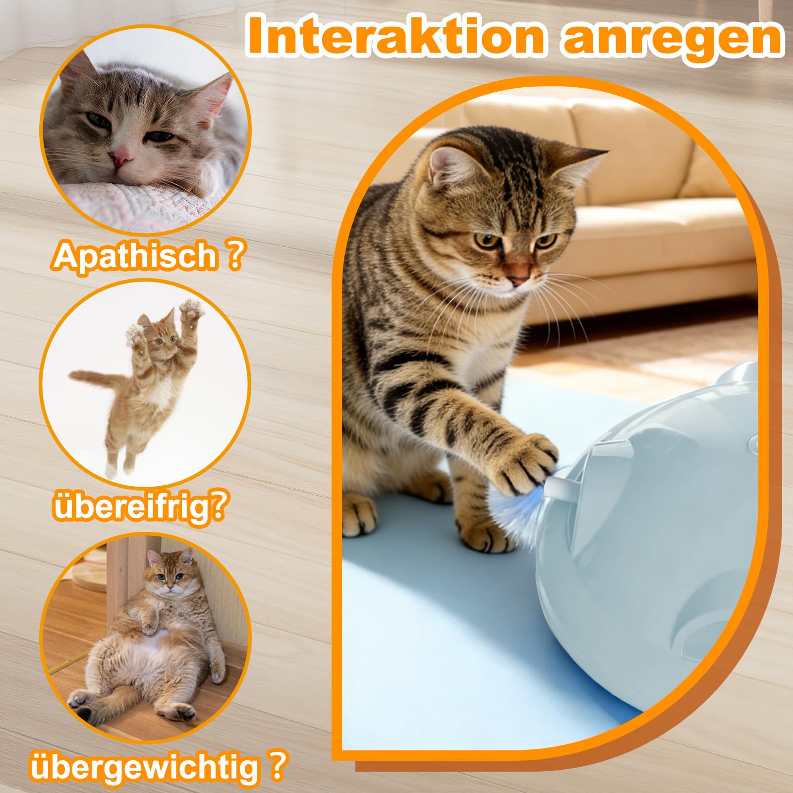 Katzenspielzeug Elektrisch, Interaktiv & Selbstbeschäftigung, EIN Knopf-Start, Zufällig Ausfahrende Feder, Glatte Ränder, Batteriebetrieb für Katzen Aller Altersstufen