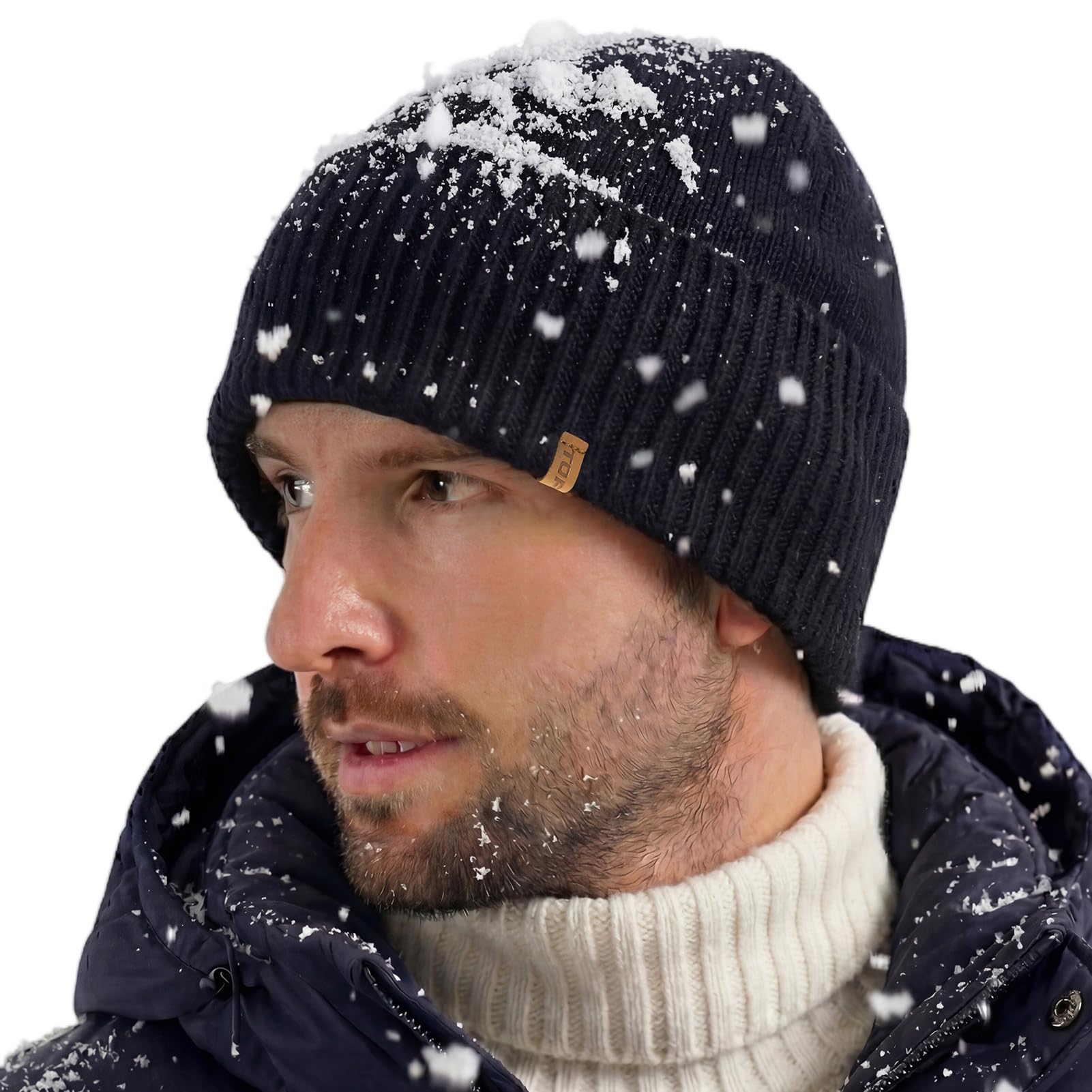 TOP-EX Wintermütze aus 100 % Merinowolle, für Damen und Herren, Polartec-Fleece gefüttert, Thermomütze für kaltes Wetter, Laufen und Golf