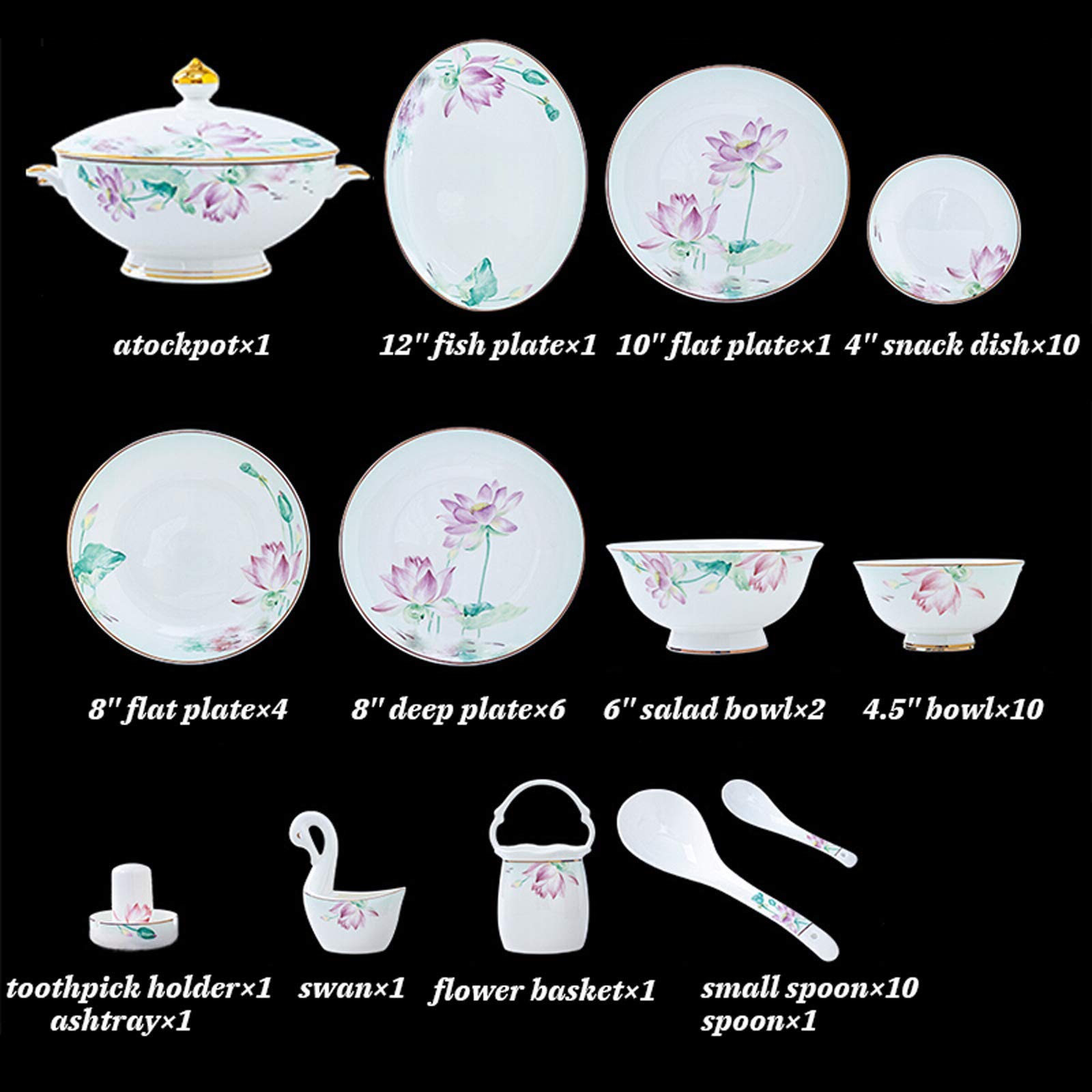 H3TF5J Zestaw zastawy stołowej w Chinach kości, 50-częściowy ceramiczny zestaw zastawy stołowej, rodzinne zebranie stołowe, ręcznie rysowane kunszt, parki domowe, prezenty ślubne