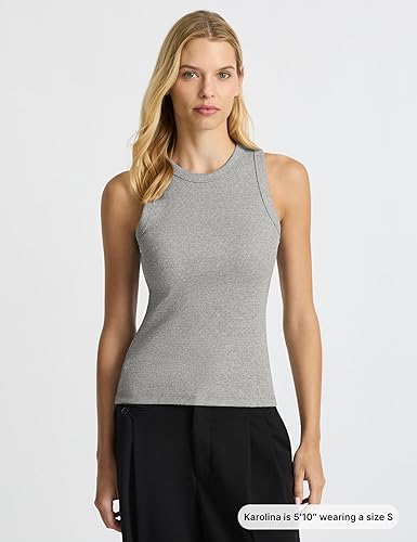 Miniatura 6 de Camiseta sin mangas Good Earth Cotton para mujer, algodón cultivado en Australia, cuello alto, ajuste favorecedor, esencial en capas