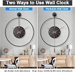 Pytha Sight Large Modern Decorative Pendulum Wall Clocks Oversized,34.6×24 Inch Big Black Minimalist Arabic Numeral Dial Wall Clocks with Walnut Pointers for Home Decor,Office,Dining Room